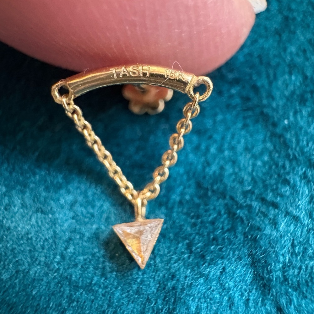 Gold Triangle Pendant Earring